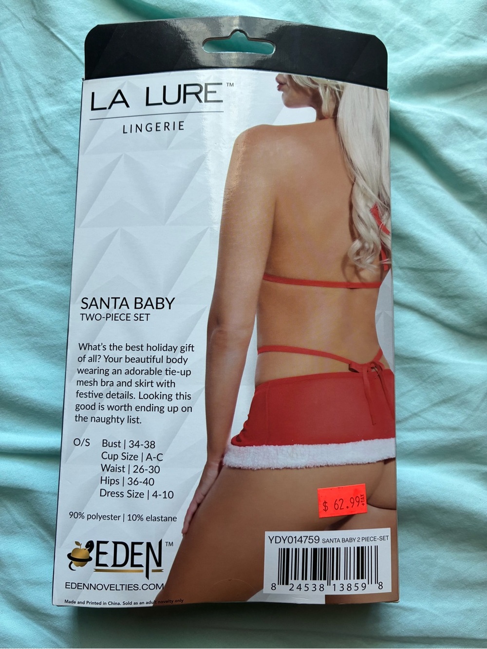 Santa Baby Red Two-Piece Lingerie Set - Picture 2 of 8